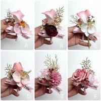 Nouvel Arrivage Professionnel : Corsage de Mariée et Fleur de Poignet de Marié en Soie Style Coréen, Lys Calla, pour Cérémonie de Mariage et Photographie, Rose