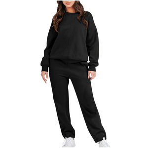 Hot Sell <strong>Plus</strong> <strong>Size</strong> Blank Sports Crewneck <strong>Pullover</strong> Custom Logo Autumn Winter Gym Sexy Tracksuits 2 Piece Elegant Women'S Sets - Product Image 4