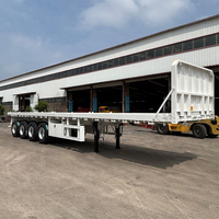Semi-remorque porte-conteneurs à plateau plat pour la logistique et le transport portuaire africain, avec suspension mécanique à 4 essieux et poutre principale renforcée de 40 pieds