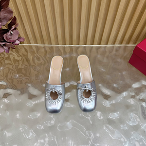 Water Diamond Chunky Square Heel High Heels Wool Upper Outdoor Summer Evergreen Female <b>Shoes</b> - Product Image 1