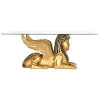 Table basse sculpturale en métal moulé, figurine Kristopher, Sphinx ailé égyptien doré
