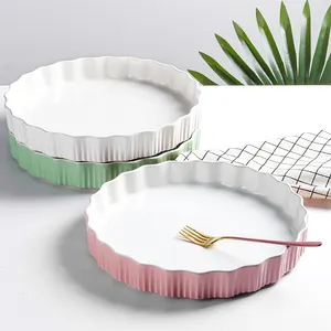 Wholesale Kitchen Round Shape <strong>Pie</strong> Pan Bakeware Ceramic 11 Inch Cake Pizza Dessert Baking Plate Dish - Product Image 1