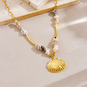 Stainless Steel <b>Seashell</b> Pendant Clavicle Chain <b>Necklace</b> For Women Party Fashion Jewelry Conch Themed Pendants - Product Image 2