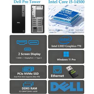 เดลล์ ออปติเพล็กซ์ เทอร์เรอร์ เดสก์ท็อป เจนเนอเรชั่นที่ 14 อินเทล i5 แรม 16GB  SSD 512GB วินโดวส์ 11 โปร สำหรับธุรกิจ - Product Image 2