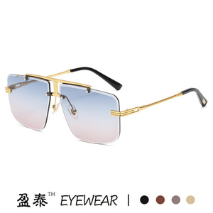 Eyewear <b>Square</b> Metal Frameless <b>Sunglasses</b> Gold UV400 Men's Fashion - Product Image 4