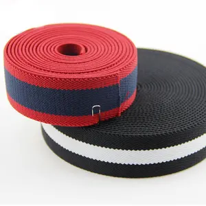 Custom Colorful Strip Line Nylon Jacquard Elastic Band Polyester Intercolor Stripe Elastic Webbing Tape For Garment Accessories