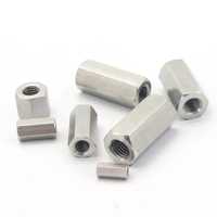 Tuerca hexagonal de acoplamiento, piezas de precisión para máquinas, tuerca larga roscada de acero inoxidable, conector mecanizado, elemento de fijación industrial