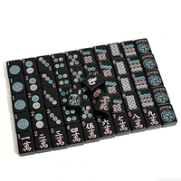 Ensemble de Mahjong Américain Noir Moderne de Luxe avec Tuiles en Acrylique Premium, Sac de Transport et Tapis de Table pour les Réunions de Famille et les Fêtes en Plein Air