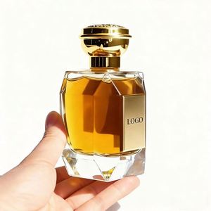 High Quality 30ml/50ml/100ml Glass <b>Perfume</b> Bottle Gold Cap Clear Crimp Pump <b>Atomizer</b> Carton Packaging Irregular Empty Spray - Product Image 1
