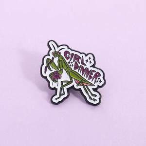 Broche Elegante de Esmalte con Diseño de Chica de Dibujos Animados y Mantis Relicaria, Pin de Solapa para Mochila con Motivo de Feminismo y Poder Femenino, Joyería de Regalo para Amigas - Product Image 1