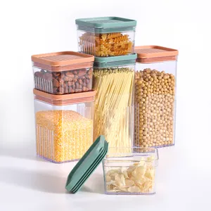 Wadah Penyimpanan Makanan Kedap Udara, Set Wadah Dapur dan Dapur 6 BH-BPA Bebas Plastik Penyimpanan Makanan Kering dengan L