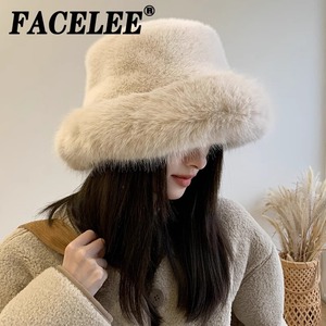 Gorro de Piel Sintética Facelee, Gris, Cálido, Cortavientos, de Felpa, para Mujer - Product Image 2