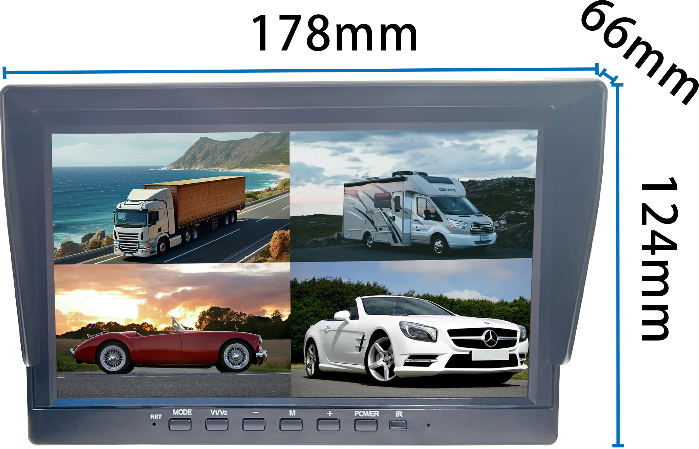 Monitor retrovisor de coche LCD TFT HD de 7 pulgadas compatible con 8 idiomas Dash Cam Dvr Recorder Dual Front Reverse Backup