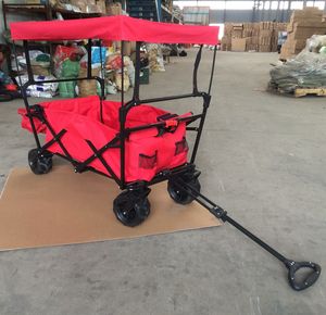 Chariot pliant de grande capacité de 120kg avec de grandes roues chromées robustes Chariot de pique-nique portable et de plage en métal - Product Image 5