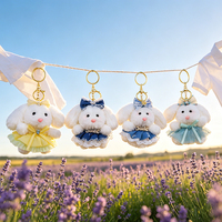 Porte-clés en peluche lapin couple, pendentif mignon animal en peluche, breloque de sac à dos, cadeau d'anniversaire 10cm