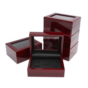 Fashion Jewelry Wood <strong>Ring</strong> Boxes Wholesale Custom Sports <strong>Championship</strong> <strong>Ring</strong> Premium <strong>Display</strong> <strong>Box</strong> Wooden with Logo Red 1-60 Holes - Product Image 1
