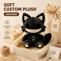 Peluche chat souriant foncé personnalisée, directement de l'usine, en coton PP, tissu super doux, pour anniversaire et anti-stress - OEM/ODM, marque privée, vente en gros