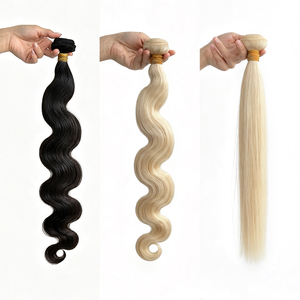 Blonde Straight & Body Wave 100% Virgin <b>Human</b> Hair Bundles Brazilian <b>Human</b> Hair Weft Bundles Weave Extensions For Black Women - Product Image 1