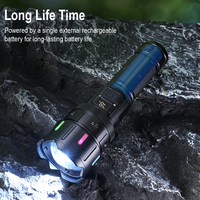 Lampe de poche LED rechargeable avec affichage numérique et fonction de banque d'alimentation USB