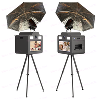 Trípode Estable para Cabina de Fotos, Carcasa Metálica con Espacio para Impresora, Pantalla Táctil de 21.5 Pulgadas, Carcasa para Cabina de Fotos con Cámara DSLR para Bodas