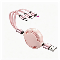 Câble de charge rétractable 3-en-1 en silicone liquide, charge rapide 3A, cordon de données multi-USB, logo personnalisé double face, cadeau, vente en gros