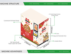 Xy Trục nâng tự phục vụ đông lạnh được làm nóng bằng lò vi sóng thức ăn nhanh tùy chỉnh cho phép máy bán <span class=keywords><strong>Pizza</strong></span> - Product Image 6