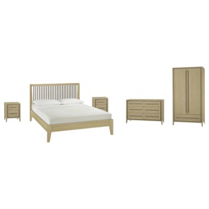 Modern Nordic Wooden Bedroom Furniture Set king Size with Nightstands Dresser Wardrobe OEM ODM Full Bedroom Set