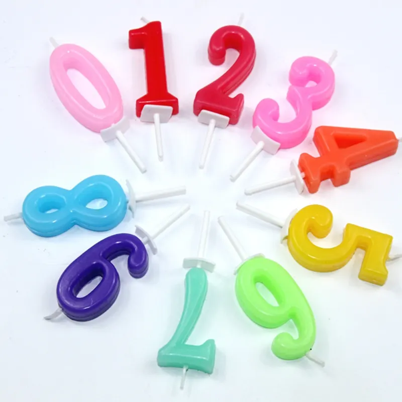 Colorful Numeral Birthday Candles Cake Number Candle Number 0-9 Cake Topper Decoration for Birthday