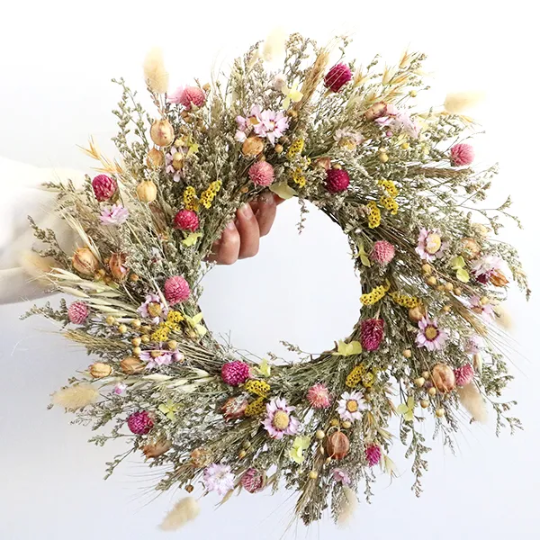 Amazon Supplier Christmas Decorations Garland Christmas Wreath for Front Door Dry Dried Flowers Wreath Garland