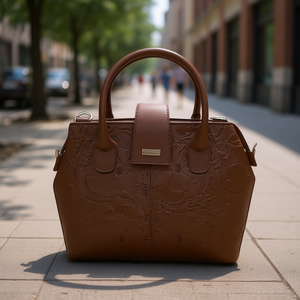 Bolso de Mano Fana Marbella de Piel Vacuna con Estampado Animal Color Chocolate, Cierre de Solapa, Clásico y Casual para Chicas - Product Image 2