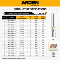 Arden Customized Carbide 3F Straight Bit 12.7mm CNC Router Bit untuk Pemotongan Kayu Alat Pertukangan Kayu CNC yang Dapat Disesuaikan
