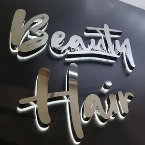 3D Acrylic LED Logo Wall Signage Hair Salon Decoration Beauty Light Signs Backlit Electronic Letters LED Acrylic Light Sign