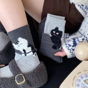 Women's Mid-Calf Socks Cartoon Kitten Fleece Thermo Sweat-Absorbing Autumn Winter Casual Socks - Product Image 1
