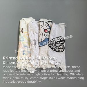 Chiffons de nettoyage industriels en coton blanc 100% recyclé, sacs de 10 kg de chiffons de t-shirts en coton - Product Image 2