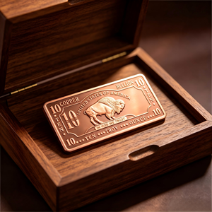 Barre de cuivre rectangulaire de 10 onces Copper Buffalo, frappée à la presse, objet d'art de collection - Product Image 1