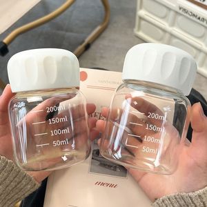 Mini-gobelet en verre portable avec graduations 200 ml, bouchons multicolores, couleur unie, pour femmes, café, voyage - Product Image 1