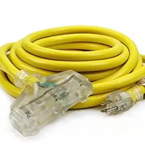 yellow color 3/12 gauge Heavy duty power extension cord nema5-15p to Multiple outlets lighted Connector for Landscaping Lights