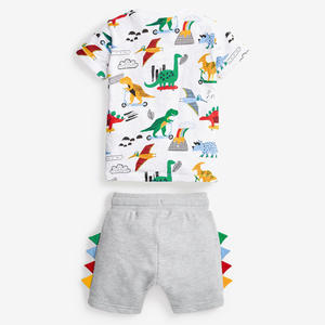 OA 60 Días OEM ODM Conjunto de Verano para Niño 100% Algodón con Estampado de Dinosaurio, Camiseta de Manga Corta y Pantalones Cortos, Conjunto de 2 Piezas - Product Image 4