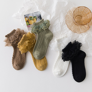 Lacework Series Color sólido Niños Tobillo Encaje Niñas Lindo Algodón Bebé Calcetines - Product Image 4