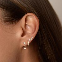 Boucles d'oreilles empilables en or avec mini zircon transparent, clous, pendantes, créoles Huggie, bijoux d'oreille pour cartilage