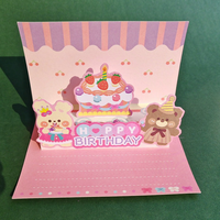 Carte de vœux 3D pop-up écologique et recyclable, finition brillante, joyeux anniversaire, carte de bénédiction personnalisée, pour enfants, filles, jeunes, en papier