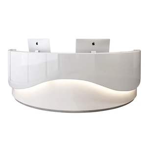 Mostrador de Recepción Moderno y Minimalista, Lacado en Blanco, <span class=keywords><strong>para</strong></span> Clínica Dental o Cosmética, Mostrador Circular de Caja, Barra Frontal - Product Image 5