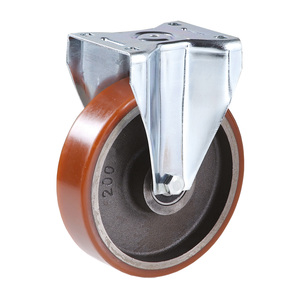 Roue pivotante Ttake avec noyau en fonte 200 mm, roulement à billes rouge robuste, plaque fixe, usage intensif - Product Image 1