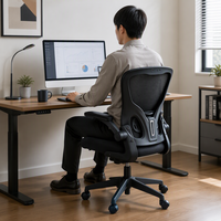 Chaise de bureau ergonomique moderne personnalisable, réglable en hauteur, pivotante, inclinable, avec dossier en maille et accoudoirs relevables