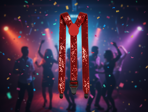 <b>Sequin</b> Strap 2.5cm X 100cm Festival Use <b>Red</b> Sparkle Design - Product Image 2