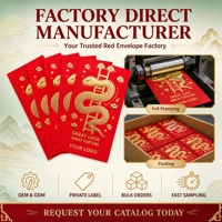 Enveloppes rouges personnalisées Année du Serpent 2025 - Sachets CNY Serpent de la Fortune en feuille d'or, Logo et couleur personnalisés