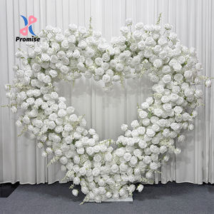 Arco de Flores Artificiales de Seda en Forma de Corazón de Rosa Blanca, Hecho a Mano, Romántico, para Ceremonia de Boda, Fondo para Fotos de Despedida de Soltera - Product Image 1