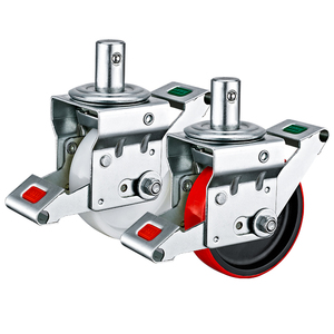 6 "8" Euro Typ Hochleistungs-Vollgerüst-Lenk rollen PU-Räder Verstellbares Wagenheber-Rollen rad aus Stahl - Product Image 3