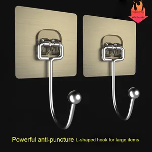 Grand crochet adhésif transparent sans perçage pour cuisine et salle de bain, fixation murale à ventouse, porte-manteau robuste à forte capacité de charge - Product Image 6