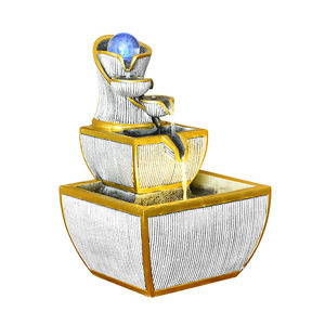 Desktop Water Fountain With <b>Rotating</b> Crystal Ball Lighted Office Decor For <b>Desk</b> Decoration Simple Style Irregular Shape - Product Image 5